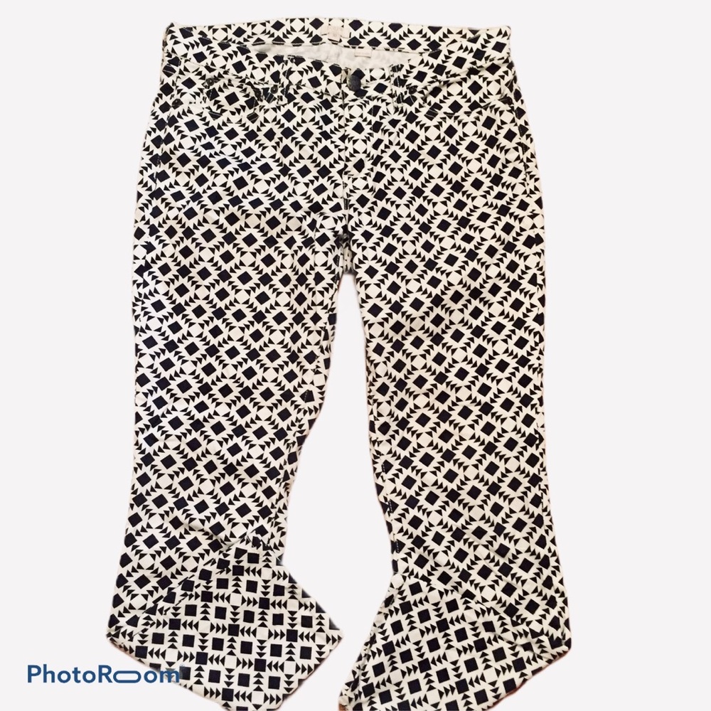 J. Crew Geometric Design Denim Twill Pants